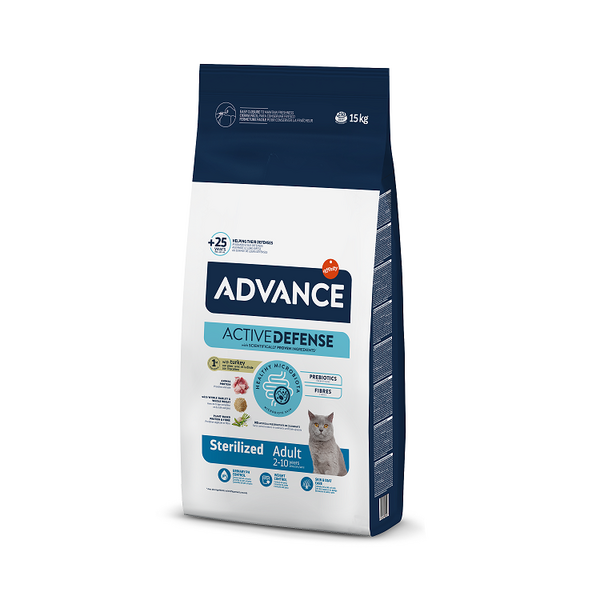 ADVANCE CAT STERILIZED TURKEY 15,0KG - STERILIZĒTIEM KAĶIEM (TĪTARS)