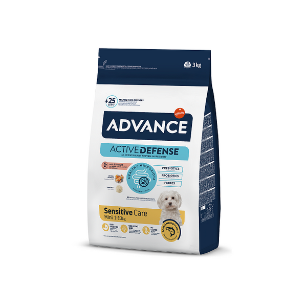 ADVANCE DOG MINI ADULT SENSITIVE SALMON & RICE 3,0KG - JUTĪGIEM SUŅIEM (LASIS AR RĪSIEM)