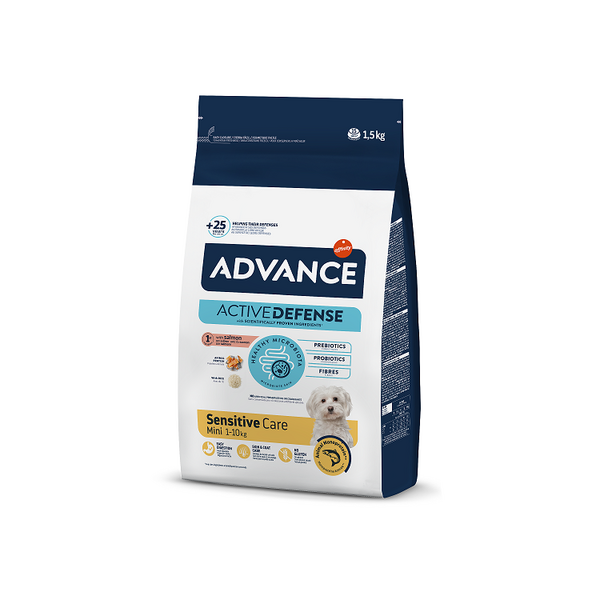 Advance dog mini adult Sensitive 1,5kg - полнорационный корм для взрослых собак мелких пород с чувствительной пищеварительной системой