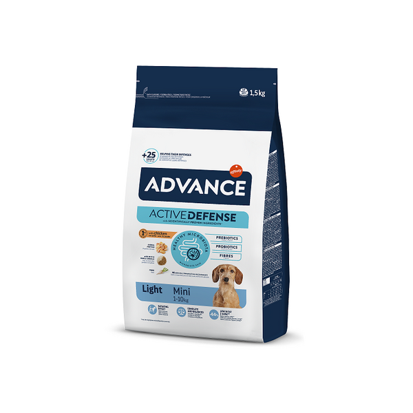 ADVANCE DOG MINI LIGHT 1.5KG - MAZO ŠĶIRŅU SUŅIEM AR LIEKO SVARU (VISTA UN RĪSI)
