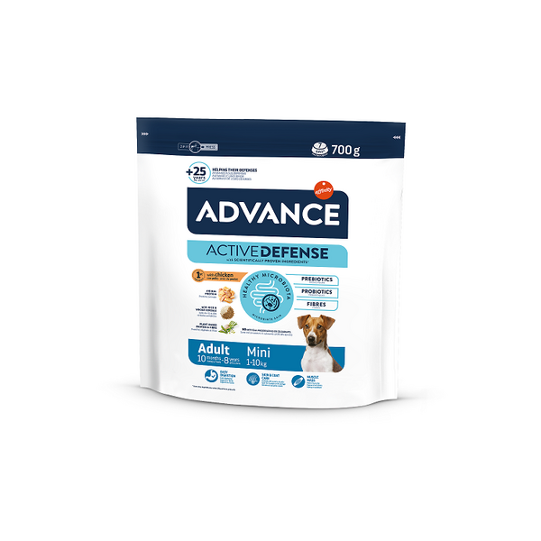 Advance dog mini adult  700g - полноценный и сбалансированный высококачественный сухой корм для взрослых собак мелких пород (весом до 10 кг)