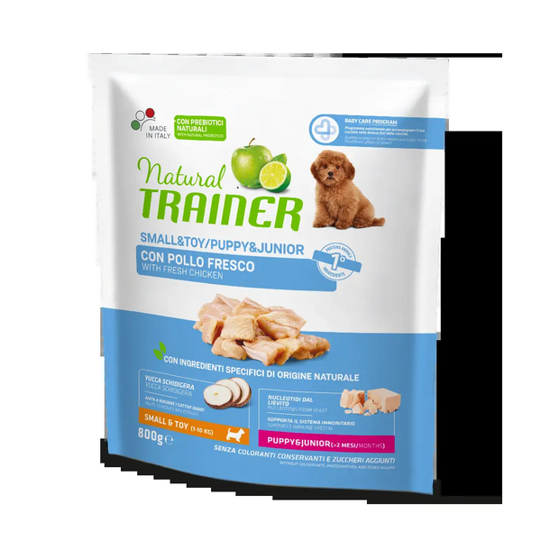 NATURAL TRAINER REGULAR MINI PUPPY/JUNIOR CHICKEN 0.8 KG - Pilnvērtīga un sabalansēta barība mazo un ļoti mazo šķirņu kucēniem