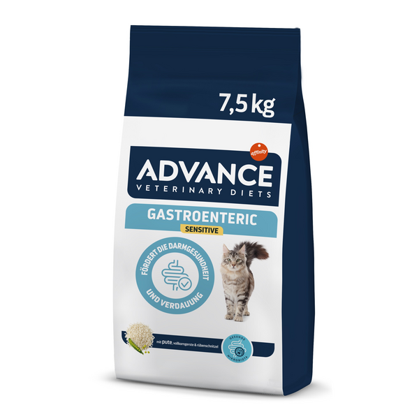 VET Adv cat Gastro Sensitive 7.5 kg - pilnvērtīga diētiska barība kaķiem ar gremošanas traucējumiem.