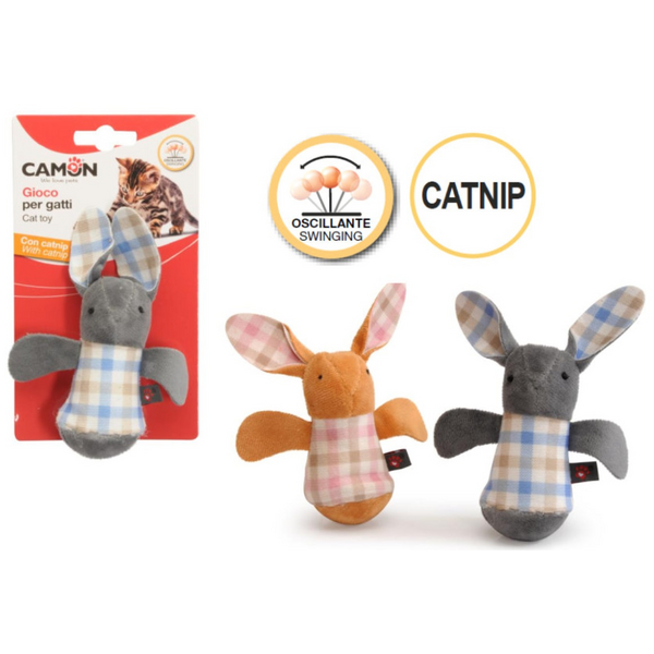 Rot. Kaķiem poliestera/plīša šūpojošā pele ar kaķumētru 12cm