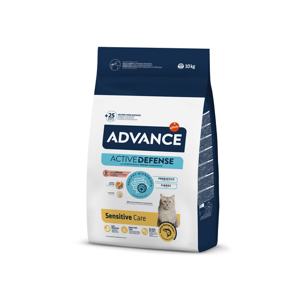 ADVANCE CAT ADULT SENSITIVE CARE SALMON 10KG - pilnvērtīga sausa barība pieaugušiem kaķiem, ar lasi