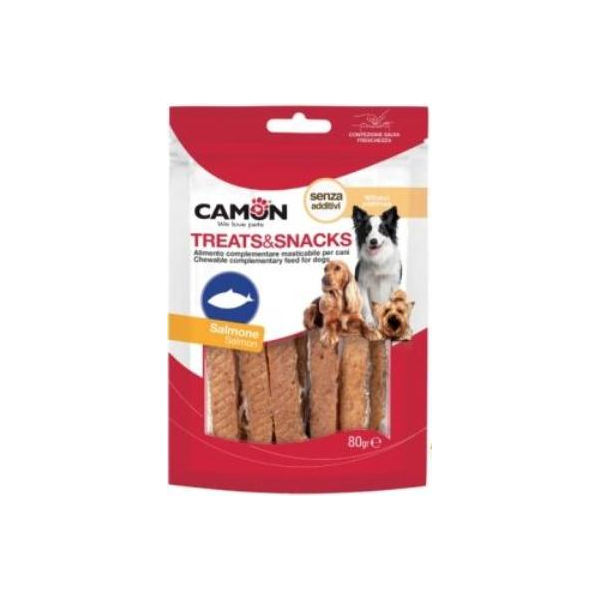 Laša strēmeles ar sausu zivju ādu 80g - Gardums suņiem