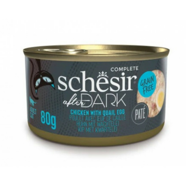 Schesir After Dark Chicken with Quail Egg 80g - vista un paipalas ola buljonā