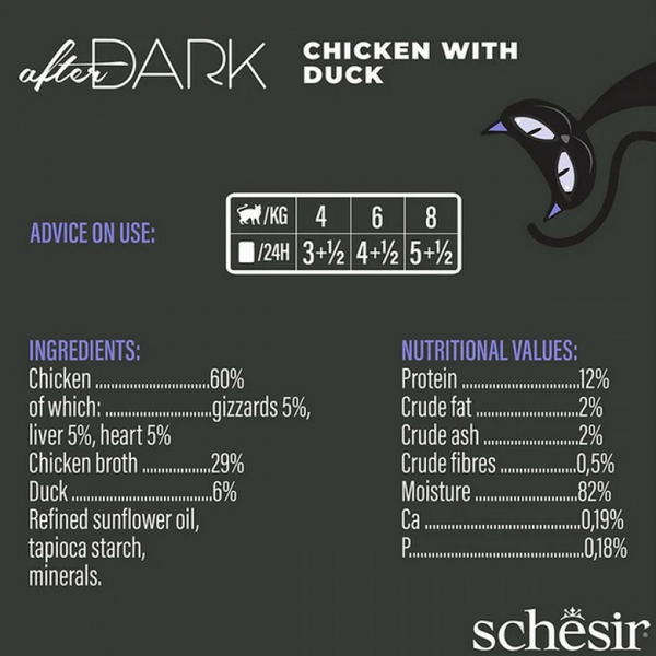 Schesir After Dark Chicken with Duck 80g - vista un pīle buljonā, 5 image