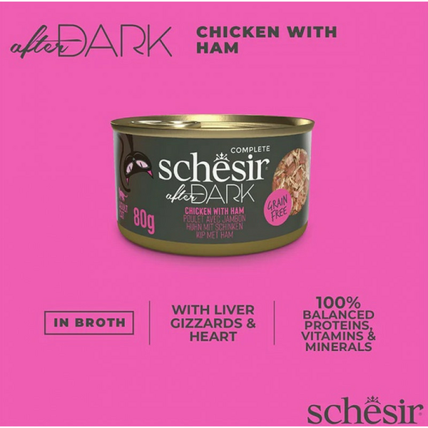 Schesir After Dark Chicken with Ham 80g - vista un šķiņķis buljonā, 3 image
