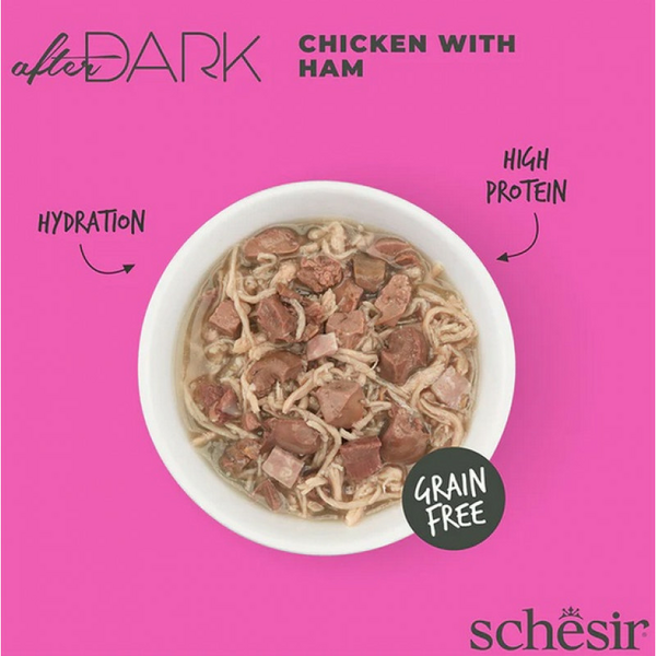 Schesir After Dark Chicken with Ham 80g - vista un šķiņķis buljonā, 4 image