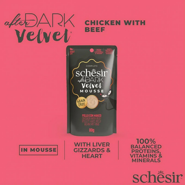 Schesir After Dark Chicken with Beef Velvet Mousse 80g - vistas un liellopa gaļas uzputenis, 2 image
