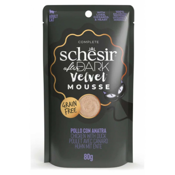 Schesir After Dark Chicken with Duck Velvet Mousse 80g - vistas un pīles uzputenis