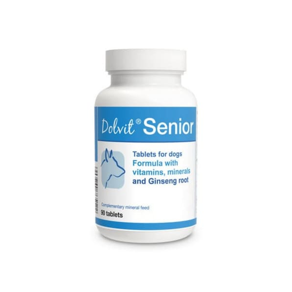 Дополнительный минеральный корм для пожилых собак Dolvit Senior 90 таб - с корнем женьшеня