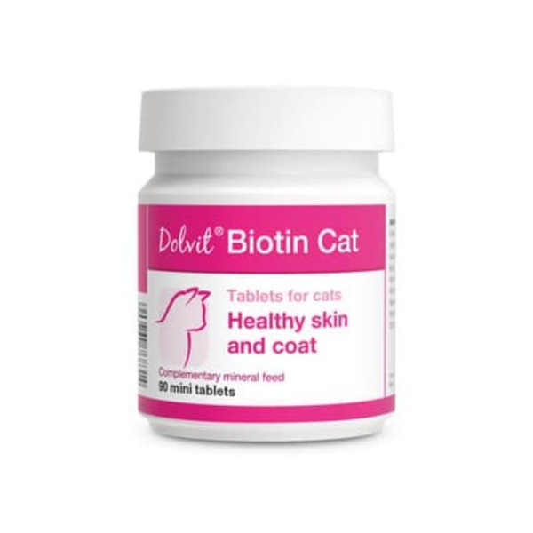 Minerālu papildbarība kaķiem Dolvit Biotyna Cat 90 таб - для здоровой и красивой шерсти