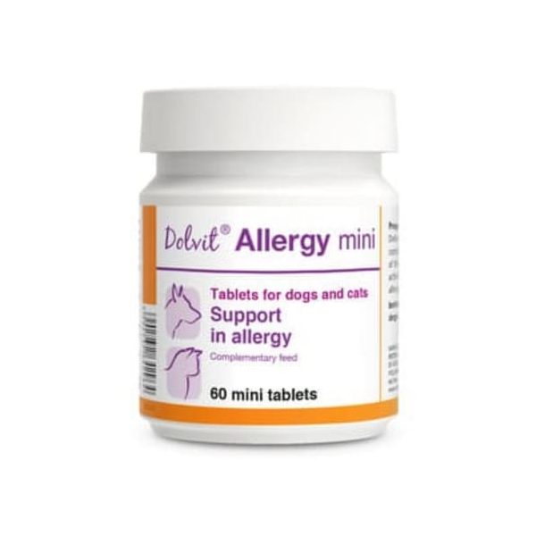 Дополнительный минеральный корм для собак и кошек Dolvit Allergy mini 60 таб - поддержка при аллергии