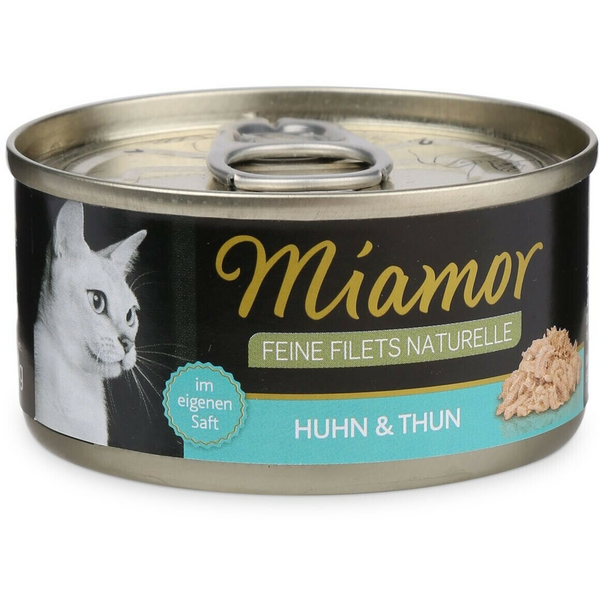 MIAMOR Feine Filets Naturelle Chicken&Tuna 80g - Ar vistas fileju un tunča gabaliņiem savā sulā