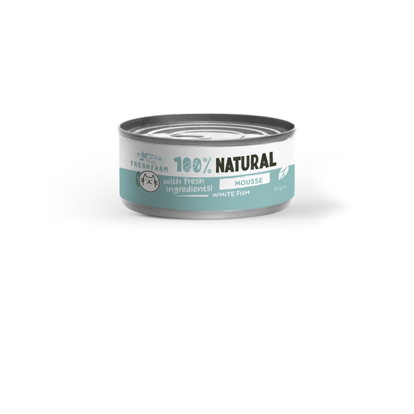 Fresh Farm CAT Mousse with White Fish and Chicken 85gr - mīksta gaisīga pastete ar balto zivi un vistas gaļu