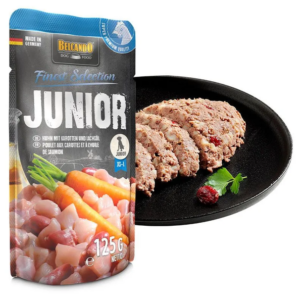 Belcando Junior Chicken with Carrots & Salmon oil 125gr - Vistas gaļa ar burkāniem un laša eļļu kucēniem un junioriem, 2 image