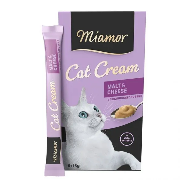 Miamor Malt Cream Kase 15g x 6 - Gardums ar sieru kaķiem spalvas izvadīšanai