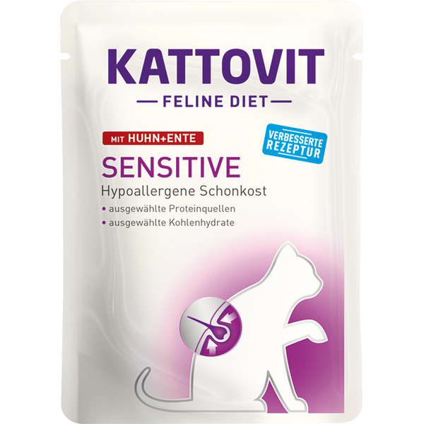 Kattovit Sensitive Huhn+Ente 85g - Корм для взрослых, чувствительных кошек, страдающих определенной пищевой аллергией