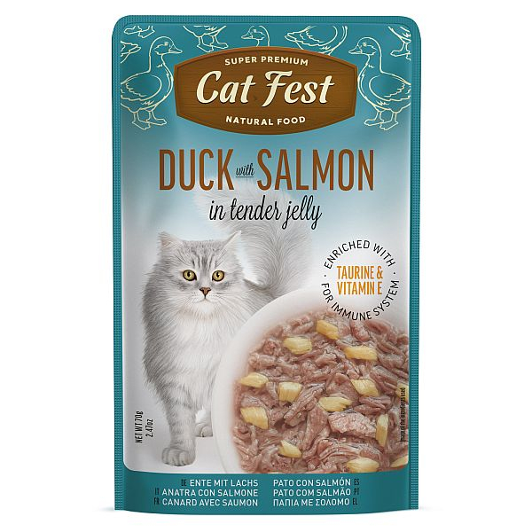 CatFest Duck with Salmon in Tender Jelly 70g - pīles fileja ar lasi gaļu želejā