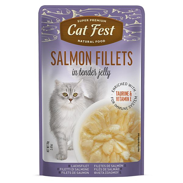 CatFest Salmon Fellets in Tender Jelly 70g - savvaļas lasis želejā