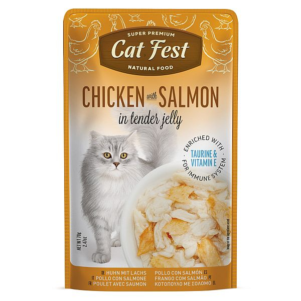 CatFest Chicken with Salmon in Tender Jelly 70g - vistas gaļa ar lasi želejā