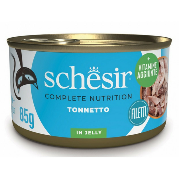 Schesir Cat Tuna in Jelly 85g - pilnvērtīgā barība, tuncis želejā