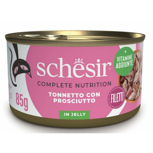 Schesir Cat Tuna with Ham In Jelly 85g - полноценное питание, тунец и ветчина в желе