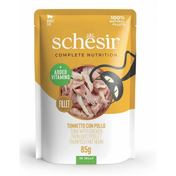 Schesir Cat Tuna and Chicken 85g - tuncis un vistas fileja želejā