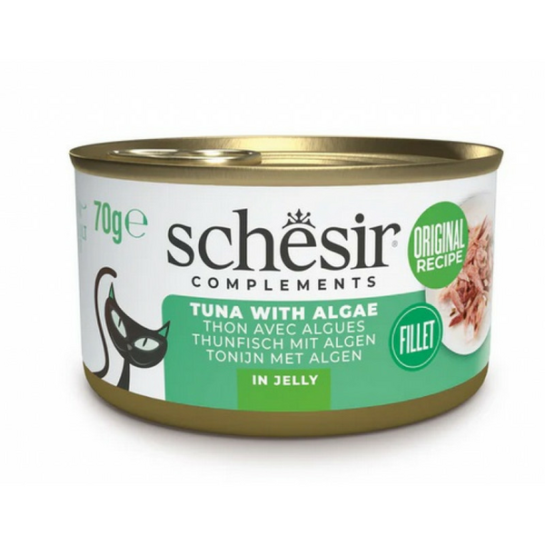 Schesir Cat Tuna with Algae in Jelly 70g - papildbarība, tuncis un aļģes želejā
