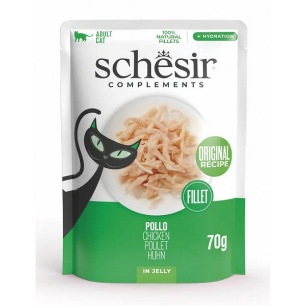 Schesir Cat Chicken In Jelly 70g - дополнительное питание, курица в желе