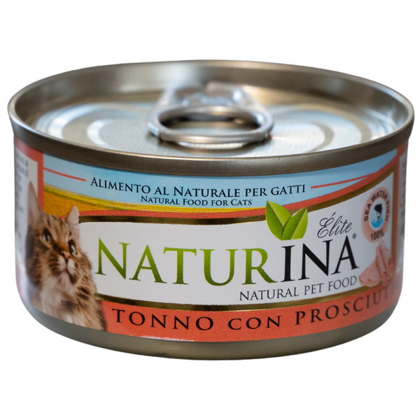 NATURINA ELITE WET TUNA WITH HAM 70G - KONSERVI KAĶIEM (TUNCIS AR ŠĶIŅĶI)