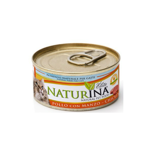 NATURINA ELITE WET CHICKEN WITH BEEF 70G - KONSERVI KAĶIEM (VISTA AR LIELLOPU GAĻU)