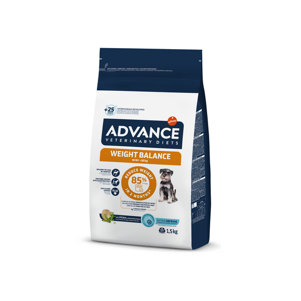 ADVANCE VETERINARY DIETS WEIGHT BALANCE MINI 1,5kg - Pilnvertīga sausā barība pieaugušiem suniem ar lieko svaru