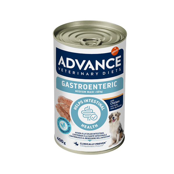 ADVANCE VETERINARY DIET DOG GASTROENTERIC MED/MAXI 400G - KONSERVI VIDĒJO UN LIELU ŠĶIRŅU SUŅIEM AR GREMOSANAS TRAUCĒJUMIEM