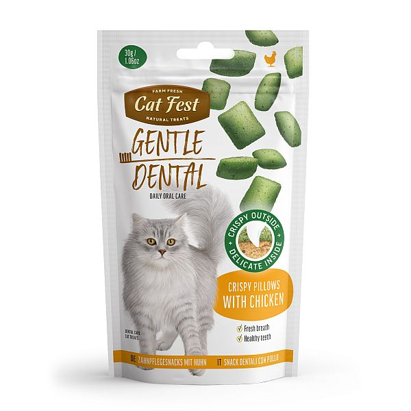 CatFest Dental Kraukšķīgie Spilventiņi ar vistas gaļu 30g