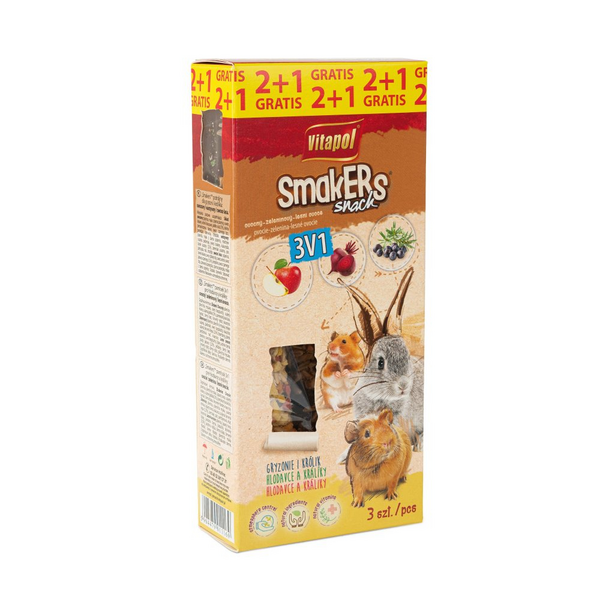 STANDARD grauzēj.un trušiem 3in1, Vitapol nūjiņas 2+1Free ar meža ogām, augļiem un dārzeņiem