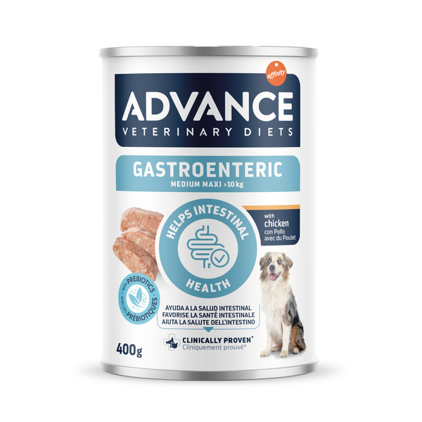 ADVANCE VETERINARY DIET DOG Gastroenteric Med/Maxi 400g - īpaši izstrādāta pieaugušiem suņiem ar gremošanas traucējumiem