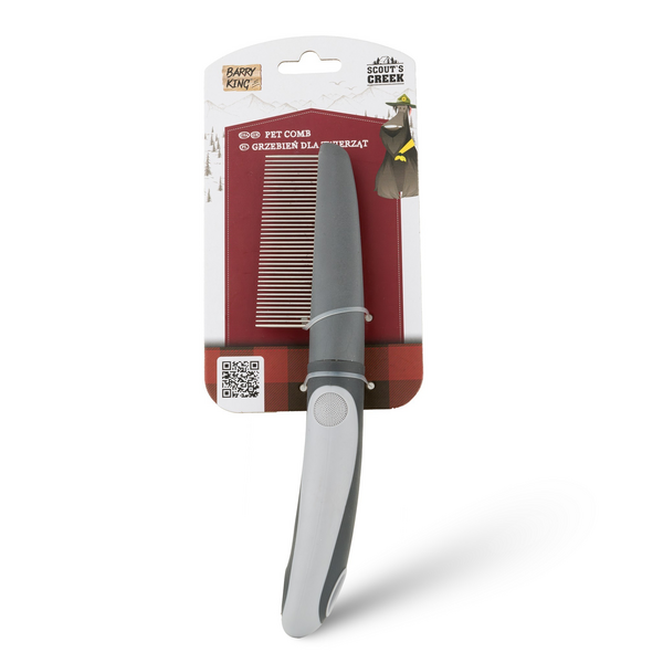 Barry King Ķemme, ar rokturi, pelēka, 40 zobi, 5 x 22 cm