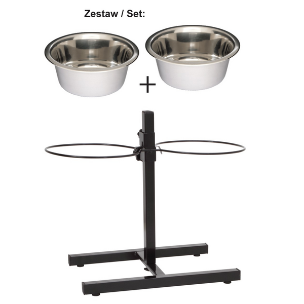 Barry King regulējams bļodu statīvs, krāsots, 2 bļodas 1,8 l