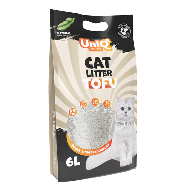 UNIQ Tofu Clumping Cat Litter Natural 2.5kg / 6L - dabīgi granulēti kaķu pakaiši bez smaržas
