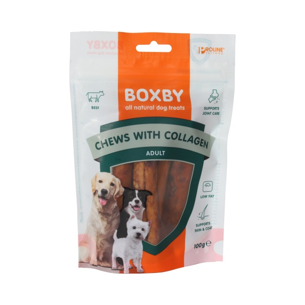 Boxby Chew with collagen 100g - papildbarība pieaugušiem suņiem, Boxby kārumi ar kolagēnu