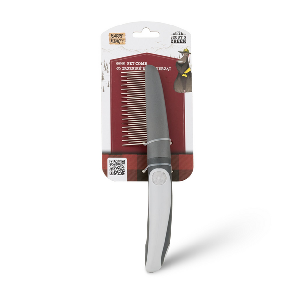 Barry King Ķemme, ar rokturi, pelēka, 35 zobi, 5 x 22 cm