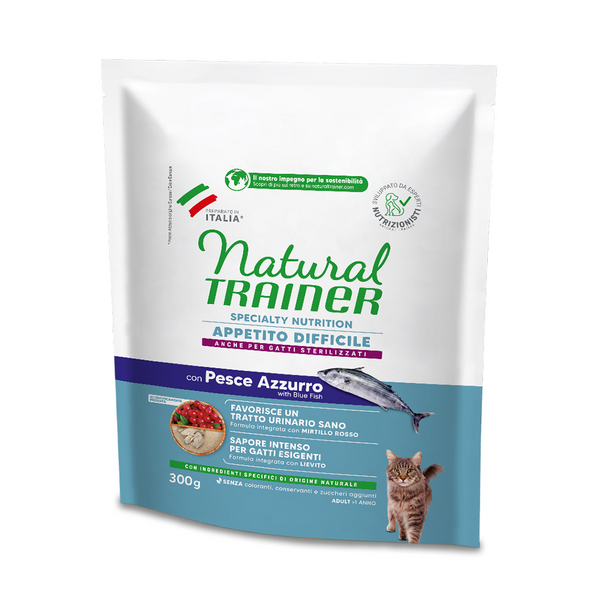 NATURAL TRAINER CAT APPETITO DIFFICILE WITH BLUE FISH 300G - полнорационный и сбалансированный корм для взрослых кошек от 1 года