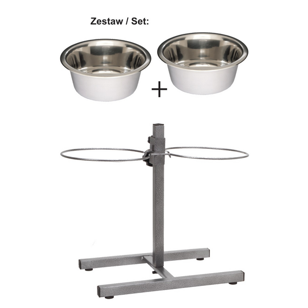 Barry King regulējams bļodu statīvs, metāla, 2 bļodas 4.7 l