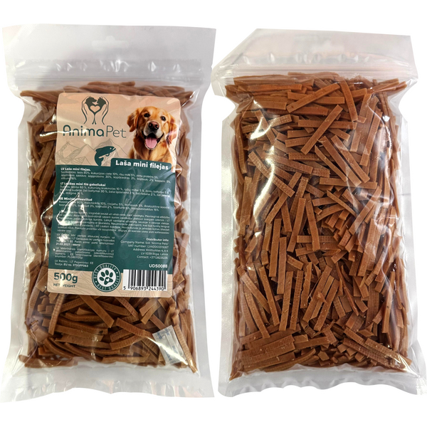 AnimaPet Laša mini filejas 500 g - papildbarība suņiem, gabaliņi ar lasi