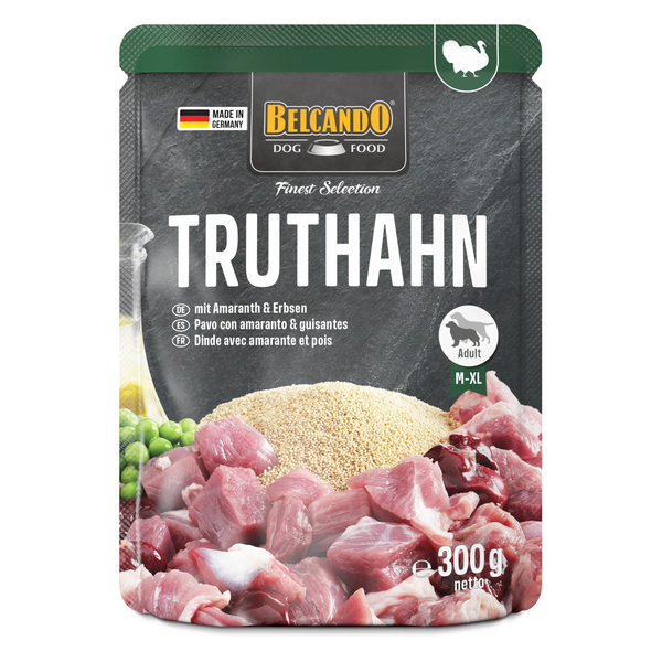 BELCANDO TURKEY WITH AMARANTH AND PEAS 300G - SUŅU KONSERVI AR TĪTARU GAĻU, AMARANTU UN ZIRŅIEM, 3 image