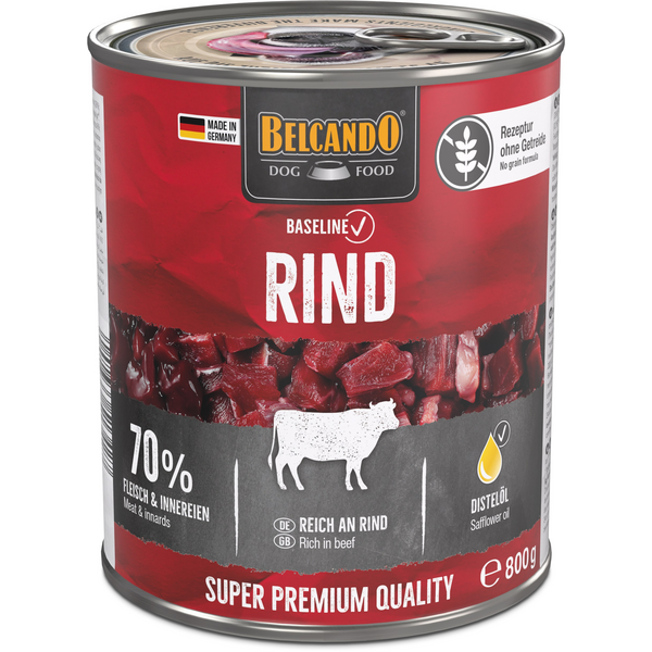 BELCANDO BASELINE WITH BEEF 800GR - SUŅU KONSERVI AR LIELLOPU BEZ GRAUDIEM