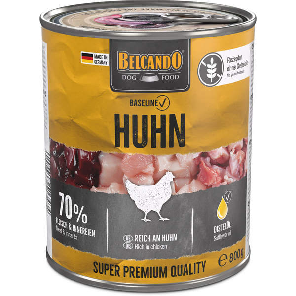BELCANDO BASELINE WITH CHICKEN 800GR - SUŅU KONSERVI AR VISTU BEZ GRAUDIEM